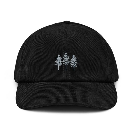 Pine Trees Embroidered Corduroy Hat in Multiple Colors