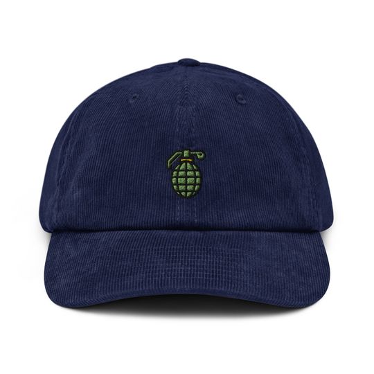 Grenade Corduroy Hat, Embroidered Corduroy Dad Cap - Multiple Colors