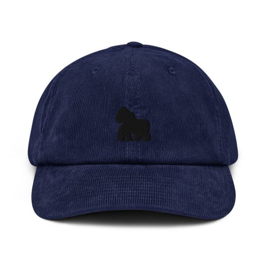 Gorilla Corduroy Hat, Embroidered Corduroy Dad Cap - Multiple Colors