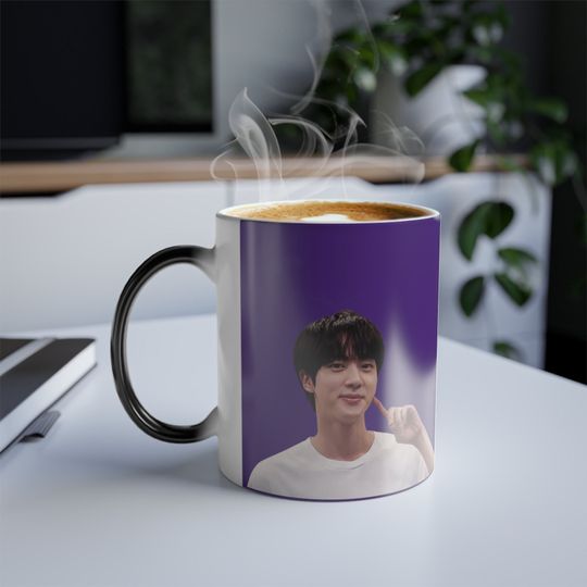 BTS Jin Color Changing Mug, 11oz, Hidden Image Coffee Cup