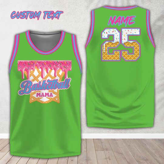 Personalized Name Number Basketball Mama Dripping Jersey, Custom Color Ice Cream Drip Mom Basketball Shirt, Game Day Outfit For Mom Team Mom