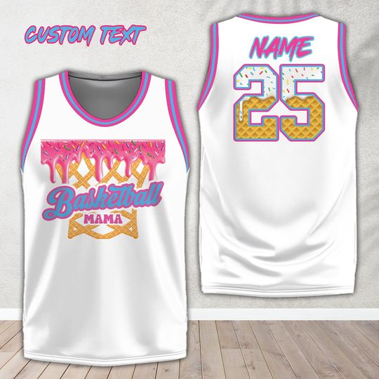 Personalized Name Number Basketball Mama Dripping Jersey, Custom Color Ice Cream Drip Mom Basketball Shirt, Game Day Outfit For Mom Team Mom