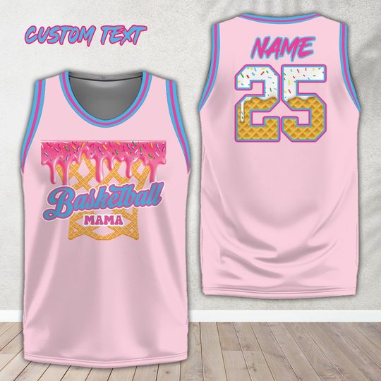 Personalized Name Number Basketball Mama Dripping Jersey, Custom Color Ice Cream Drip Mom Basketball Shirt, Game Day Outfit For Mom Team Mom