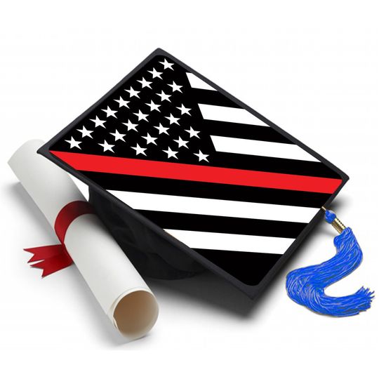 Thin Red Line Graduation Cap Topper