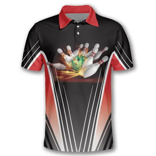 Customizable 8 Ball and Bowling Graphic Polo Shirts - Personalized Sportswear