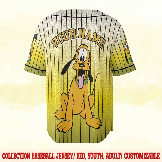 Pluto Baseball Jersey, Custom Pluto Dog Jersey, Disney Pluto Baseball Shirt, Pluto Dog Shirt, Pluto Lover Gift