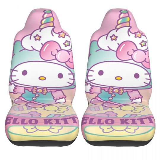 Cute Hello Kitty Cartoon Car Seat Covers for Front Seats - Set of 2