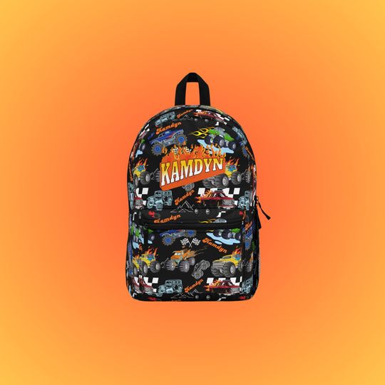 Personalized Monster Truck Backpack for Boys | Custom Truck Backpack | School Backpack | Customized Name Backpack for Kids | Boys Backpack