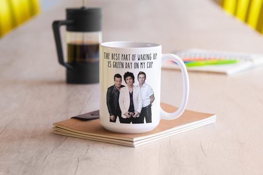 Green Day Coffee Mug, 90s, 2000s Music Appreciation Fan Gift, Nimrod, Dookie, American Idiot, Billy Joe Armstrong, Mike Dirnt, Tre Cool