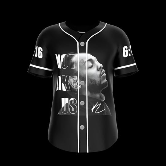 Kendrick Lamar Button-Up Baseball Jersey - Black Not Like Us