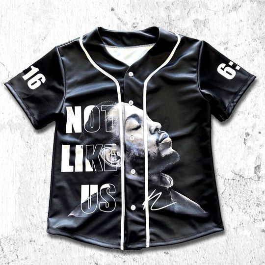 Kendrick Lamar Button-Up Baseball Jersey - Black Not Like Us