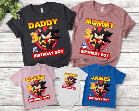 Personalized Sonic Shadow Birthday Shirt/Sonic Shadow Birthday Shirt/Sonic Shadow Shirt/Shadow Hedgehog/Shadow Hedgehog