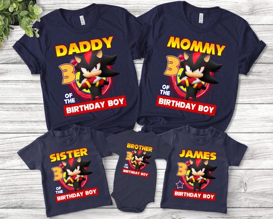 Personalized Sonic Shadow Birthday Shirt/Sonic Shadow Birthday Shirt/Sonic Shadow Shirt/Shadow Hedgehog/Shadow Hedgehog