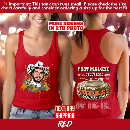 Vintage Post Malone Double Sided Tank Top - Posty 2025 Tour
