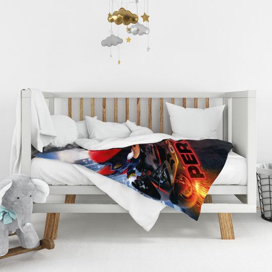 Custom Sonic Shadow Blanket/Personalized Cartoon Hedgehog Minky Sherpa Blanket/Custom Blanket/Sonic Blanket/Birthday Blanket