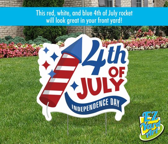 4th of July Firework Rocket Yard Sign Decoration