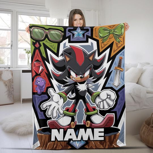Custom Sonic The Hedgehog Blanket/Personalized Shadow Hedgehog Blanket/Custom Shadow Sonic Blanket/Sonic Blanket/Birthday Blanket