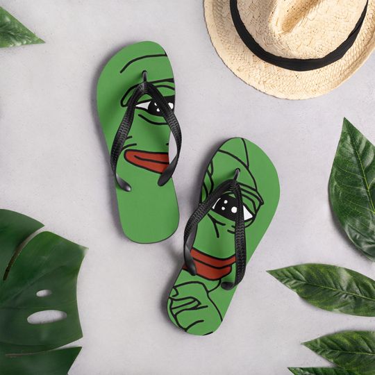 pepe the frog premium flip flops - crypto meme sandals