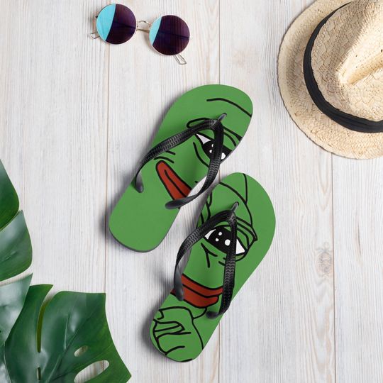 pepe the frog premium flip flops - crypto meme sandals