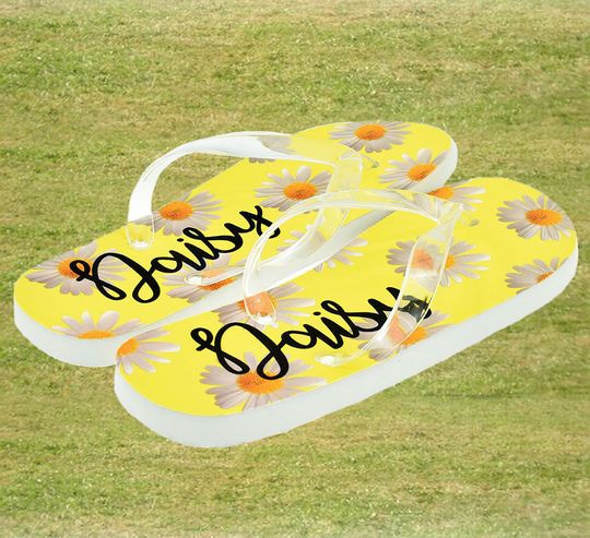 Personalised Floral Daisy Ladies Flip Flops