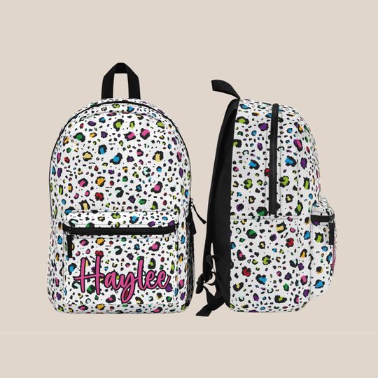 Leopard Print Backpack with Custom Name
