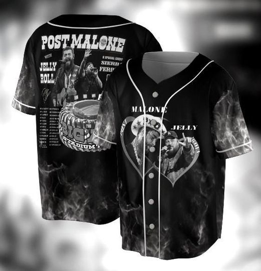 Post Malone Jelly Roll BAseball Jersey, Jelly Roll Concert Jersey, Post Merch