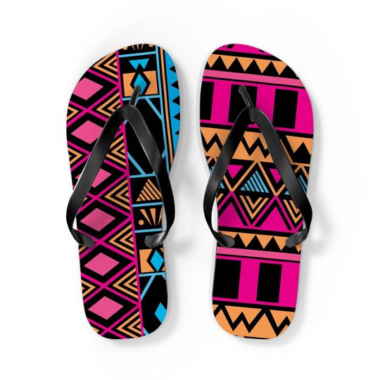 Pink Kwanzaa Pattern Flip Flops - All sizes