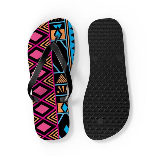 Pink Kwanzaa Pattern Flip Flops - All sizes