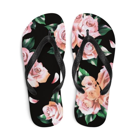 Rose Flip-Flops Women flip flops cute flip flops floral flippys summer shoes