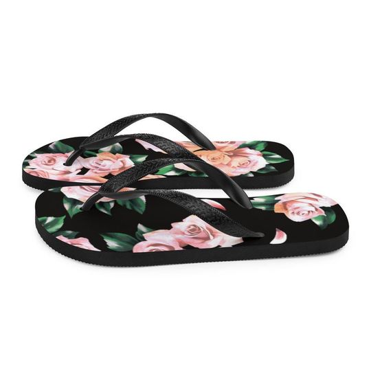 Rose Flip-Flops Women flip flops cute flip flops floral flippys summer shoes