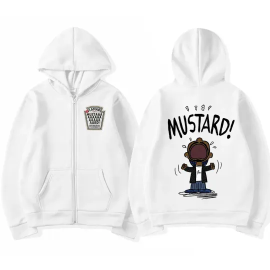 Rapper Kendrick Lamar Mustard Double Sided Zip Hoodie
