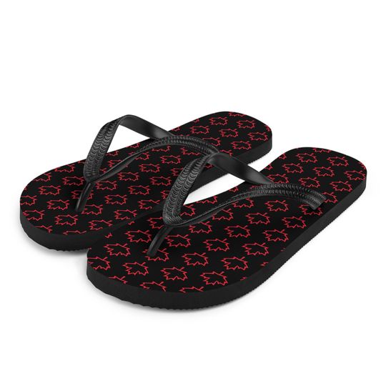 Flip-Flops Black Red Canadian Canada Support Summer Unisex
