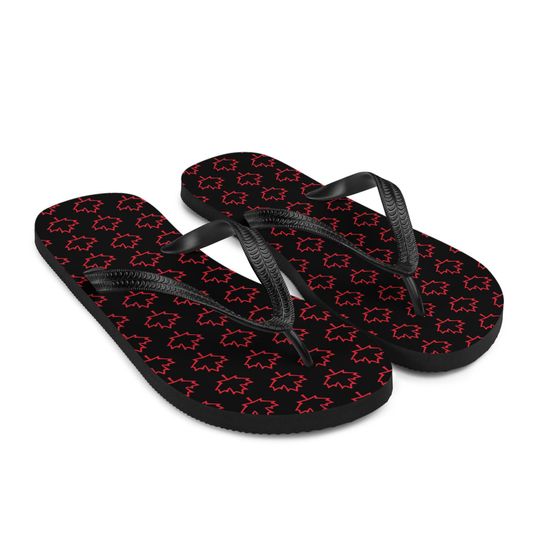 Flip-Flops Black Red Canadian Canada Support Summer Unisex