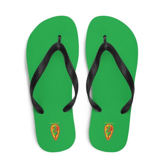 Vintage Castle Dragon 3 Shield Flip Flops