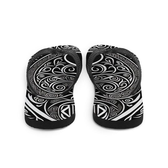 Monochrome Elegance - Pattern Flip Flops