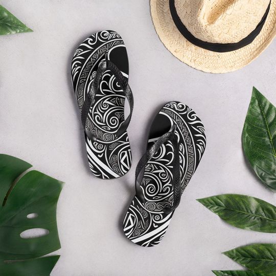 Monochrome Elegance - Pattern Flip Flops