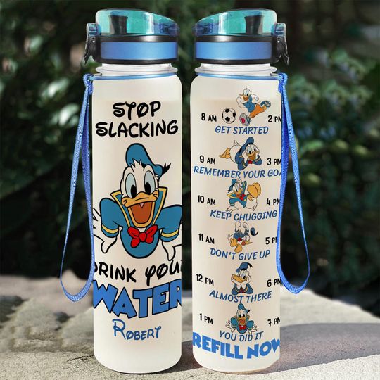 Custom Disney Donald Duck Water Bottle, Cute Donald Duck Drink Bottle, Personalize Cartoon Bottle, Duck Water Tracker, Magic Kingdom Tumbler