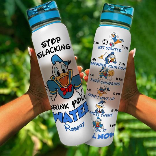 Custom Disney Donald Duck Water Bottle, Cute Donald Duck Drink Bottle, Personalize Cartoon Bottle, Duck Water Tracker, Magic Kingdom Tumbler