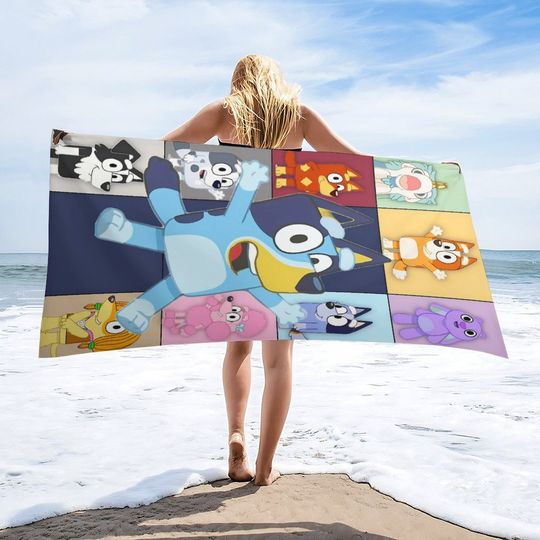 BlueyDad Cartoon Beach Towel