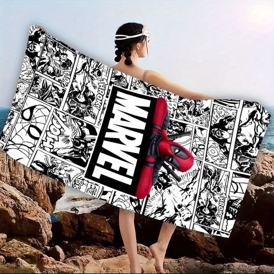 Spider-Man and Deadpool Comic Beach Towel for Marvel Fans
