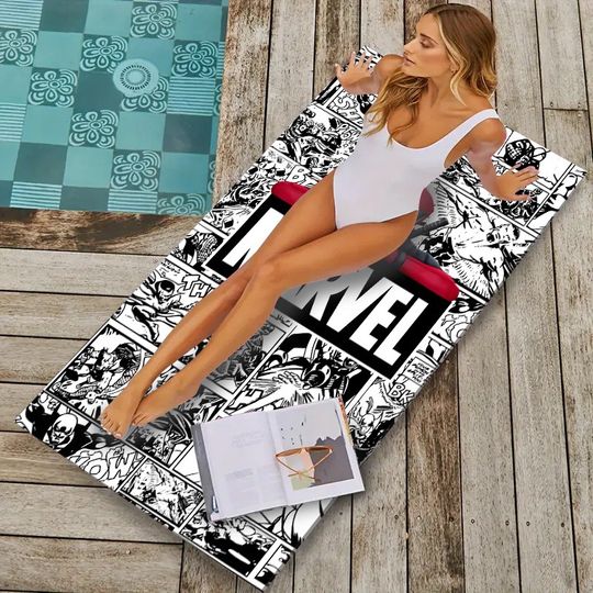 Spider-Man and Deadpool Comic Beach Towel for Marvel Fans