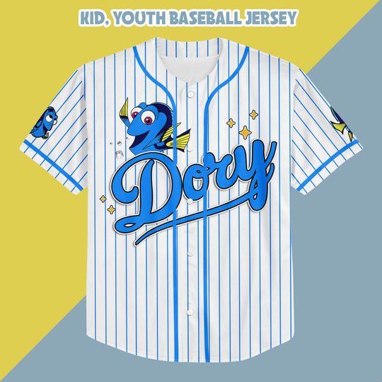Personalized Dory Bow Baseball Jersey, Disney Finding Nemo Dory Jersey Shirt, Finding Nemo Birthday Gift, Finding Nemo Movie Jersey