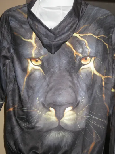 3D Lion Print Lightweight Pullover Hoodie XXL Multi Color