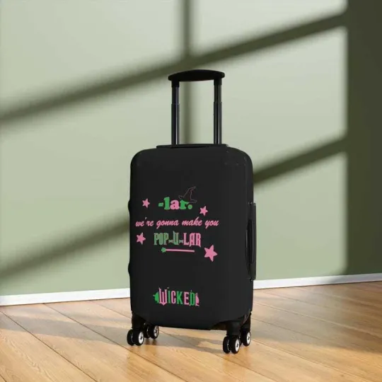 Wicked Luggage Cover - Elphaba & Galinda, Defying Gravity Design