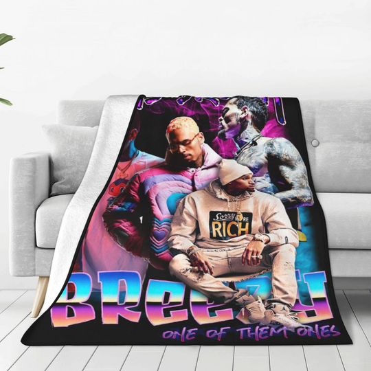 Chris Brown Homage 90s Fleece Blanket
