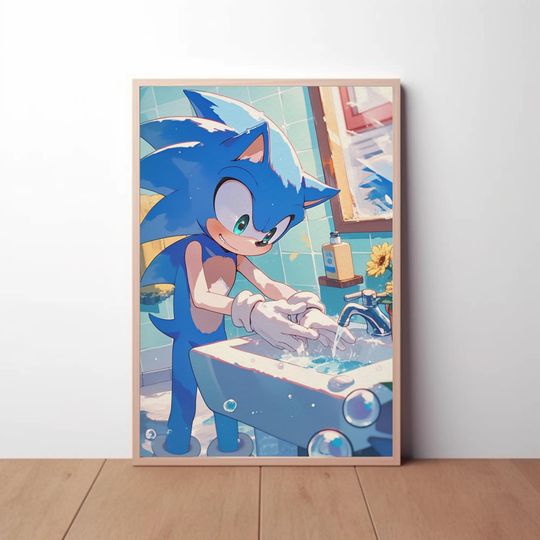 Sonic toilet poster, Sonic wall art, video game Poster