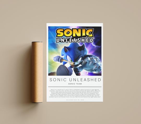Sonic Unleashed Poster | Gaming Poster | Video Game Prints | Wall Decor Posters | Gaming Gift | Video Game Poster | Gaming Decor