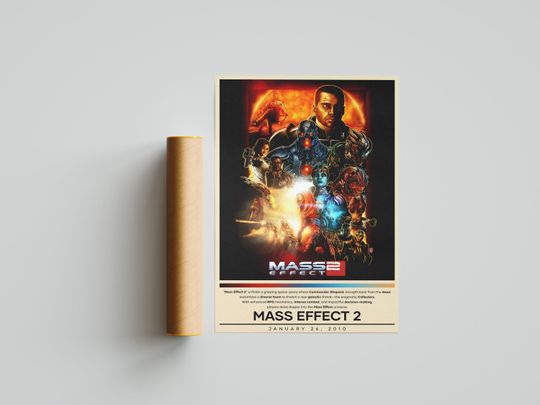 Mass Effect 2 Poster | Mass Effect Prints | Gaming Posters | 4 Colors | Video Game Posters | Wall Decor Posters