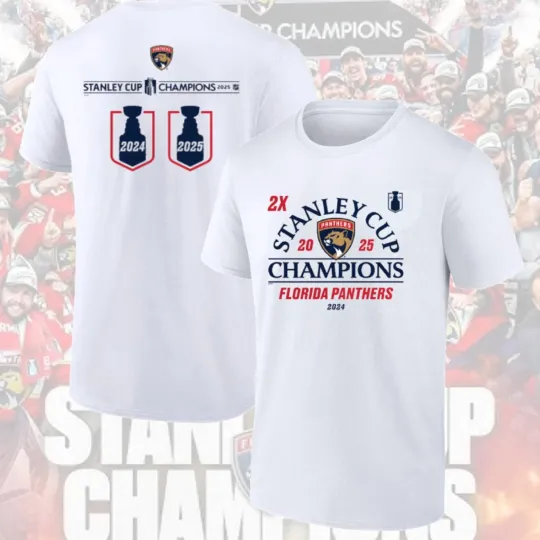 Florida Panthers 2025 Stanley Cup Champions Double Sided T-Shirt