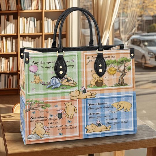 Leather Handbag Winnie the Pooh Patchwork Bliss